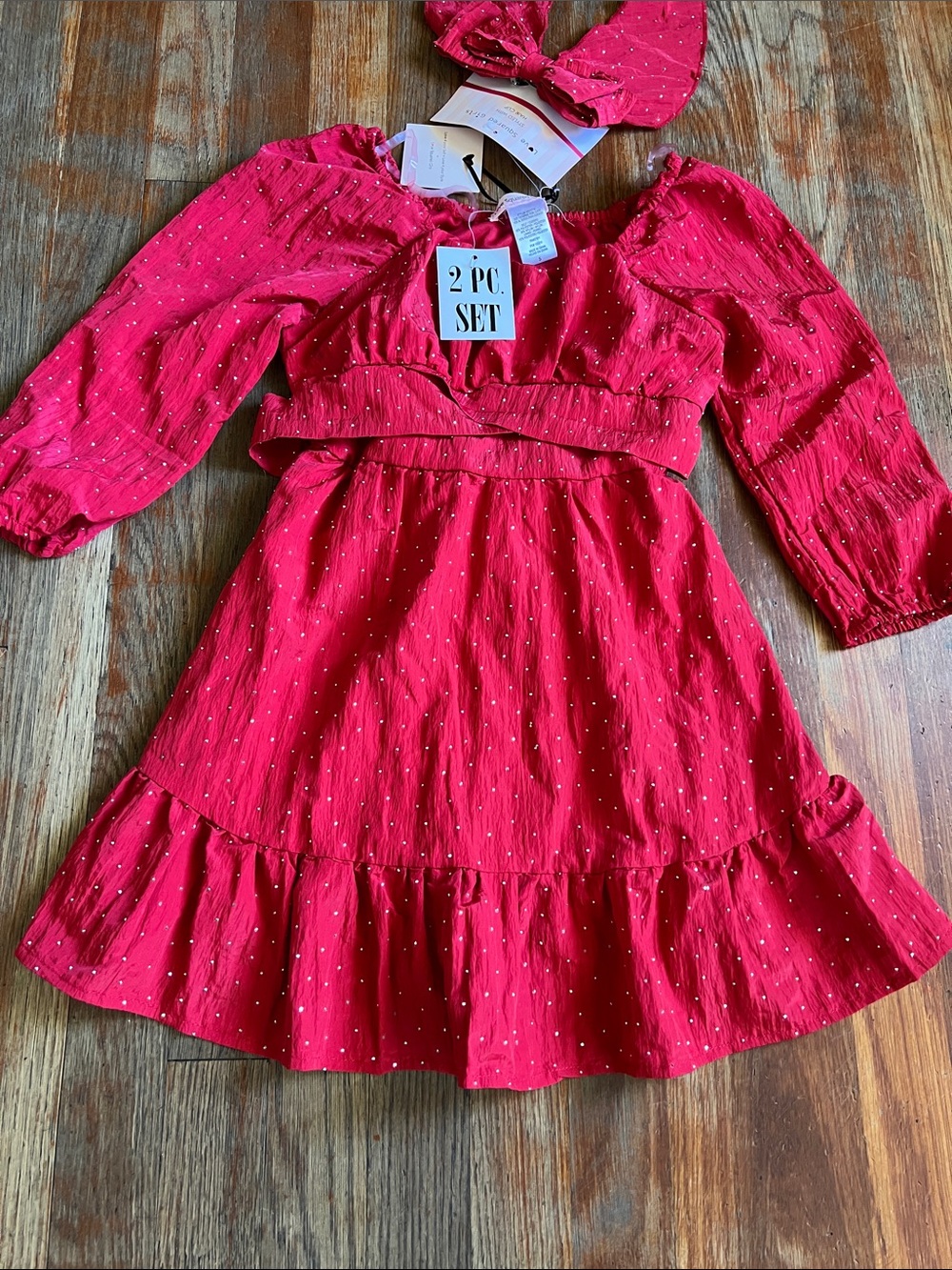 Love Squared Red Dot Two-Piece Dress with Headwrap